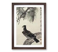 Big Box Art Zha Shibiao Oriental Bird Framed Wall Art Picture Print Ready to Hang, Walnut A2 (62 x 45 cm)