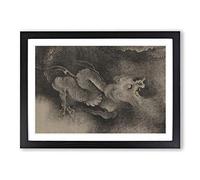 Big Box Art Zhang Zeduan Oriental Nine Dragons Framed Wall Art Picture Print Ready to Hang, Black A2 (62 x 45 cm)