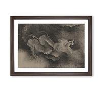 Big Box Art Zhang Zeduan Oriental Nine Dragons Framed Wall Art Picture Print Ready to Hang, Walnut A2 (62 x 45 cm)