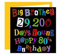 Big Brother 80th Happy Birthday Card - 29,200 Days Young - What A Kerfuffle Design - 80 Today