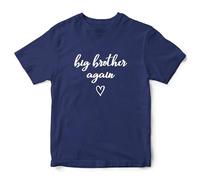 Big Brother Again Boys T Shirt Baby Announcement Tee, 12-13 Years, Navy