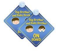 Big Brother And Baby Brother Baby on Board Sign for Car Twin Pack 2pcs Kids Safety Warning Car Signs