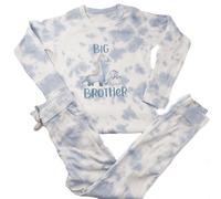 "Big Brother" Cute Dinosaurs Design, Kids Tie-Dye Blue Loungewear Set, Sizes 12-18 Months to 8 Years, New Baby Announcement Idea
