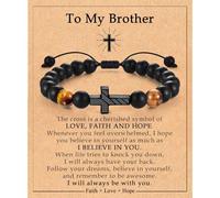 Big Brother Gift, To My Little Brother Cross Bracelet for Boys Men Adult Teen Teenage 8-10-12-14-16-18 Year Old Boy Birthday Christmas Valentines Day Easter Baptism Graduation Christian Religious Gift