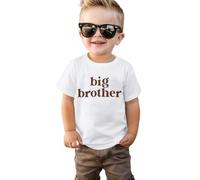 Big Brother Kids Summer Short Sleeve Cotton T-Shirt, White, 2-3 Years