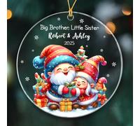 Big Brother & Little Sister Gnome Christmas Tree Decorations With Ribbon Noel Xmas Tree Hanging Glass Christmas Pendant