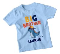 Big Brother Saurus Dinosaur Animals Boys T-Shirt Cool Kids Tee 3-4 Years Sky Blue