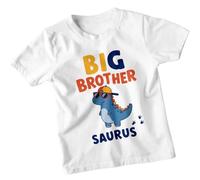 Big Brother Saurus Dinosaur Animals Boys T-Shirt Cool Kids Tee 7-8 Years White