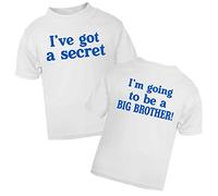 Big Brother Secret Front and Back T Shirt, Promoted to Big Bro Top, Pregnancy Announcement Baby Boys Cute Tee Gift for Son, 7-8 Years, White
