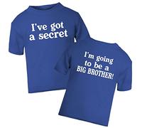 Big Brother Secret Front and Back T Shirt, Promoted to Big Bro Top, Pregnancy Announcement Baby Boys Cute Tee Gift for Son, 9-11 Years, Royal