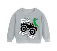 Big Brother Shirt Boy Dinosaurs Monster Truck Sweatshirt Promoted to Big Brother Long Sleeve Top Clothes Grey 2-3 Years