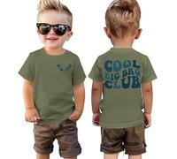 Big Brother Shirt Cool Big Bro Club T-Shirt Boys Siblings T-Shirt with Print Baby Clothing Big Brother T-Shirts Summer Short Sleeve Tops Cotton Shirt, Army Green-1, 2-3 Years