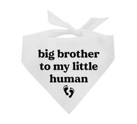Big Brother to My Little Human Dog Bandana | 100% Cotton Adjustable Triangle | Made in USA | New Baby | Pregnancy Announcement Photoshoot Prop | Gender Reveal |White, One Size (1244)