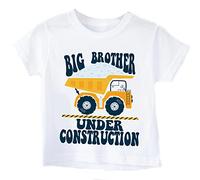 Big Brother Under Construction T-Shirt, Promoted to Big Brother, Pregnancy Announcement Idea for Baby, Toddler or Youth White