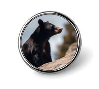 Big Brown Bear Badges Decorative, Durable Aluminum Alloy Round Badge, Lightweight Button Brooch for Shirts, Jackets, Hats, Uniforms 1"