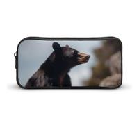 Big Brown Bear Pencil Case Large Capacity, Minimalist Pencil Pouch, Lightweight & Durable Small Storage Bag for Office Supplies Organizer