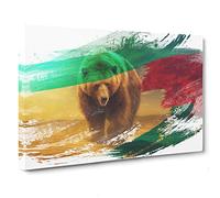 Big Brown Bear V2 Canvas Print | Gallery Wrapped 30mm Frame Wall Art | 30x20 inches | Ready to Hang | Modern Animals Picture | Living Room Bedroom Lounge Office