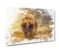 Big Brown Bear V3 Canvas Print | Gallery Wrapped 30mm Frame Wall Art | 30x20 inches | Ready to Hang | Modern Animals Picture | Living Room Bedroom Lounge Office
