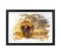 Big Brown Bear V3 Framed Print | A2 Black Framed Wall Art | Ready to Hang | Modern Animal Picture | Living Room Bedroom Lounge Office