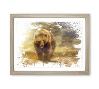 Big Brown Bear V3 Modern Framed Print | A3 Oak Framed Wall Art | Ready to Hang | Modern Animal Picture | Living Room Bedroom Lounge Office