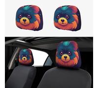 Big Brown Eyes Dog Head Rest Cover Car Accessories, 2 Pcs Car Seat Headrest Cover, Washable Headrest Protector Universal Fit To All Car Suvs Truck Van Vehicles Auto