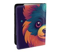 Big Brown Eyes Dog Printed Passport Holder,Travel Pu Leather Passport Cover Case Organiser for Men Women,6.5 Inch