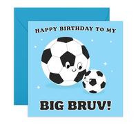 Big Bruv Birthday Card - Cute Football Design - Gifts for Him, Brother, Bro, Family, Boys, Adults, Teens, Sports Fans, Athletes, Players from Little Bruv - Comes with an Envelope and Stickers