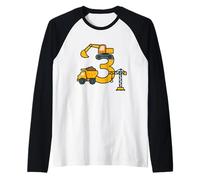 Big Builder Third Birthday Construction Design Raglan Baseball Tee