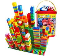 Big Building Block Set - 214 Pieces Toddler Educational Toy Classic Large Size Building Block Bricks - 13 Fun Shapes and Storage Bucket - Compatible with All Major Brands Bulk Bricks Set for 3+ Ages