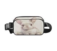 Big Bunny Antique White Stylish Crossbody Bag Waist Packs for Women Men Teenagers Water Resistant Bum Bag Belt with Adjustable Strap for Travel Vacation Running, Aesthetic Fighting Fish, One Size
