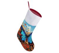 Big Butterfly Christmas Stockings 18 Inch Large Hanging Stocking with White Plush Cuff Xmas Stocking Fireplace Hanging Stockings Gift for Family Holiday Party Decoration