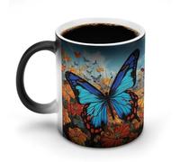 Big Butterfly Color Changing Mug Heat Changing Coffee Mugs Funny Heat Activated Mug Ceramic Magic Cup Novelty Coffee Mugs 12 Oz Unique Tea Cup Birthday Gift for Women Men