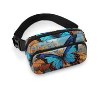 Big Butterfly Fanny Pack Waterproof External Pocket Portable Waist Pack Outdoor Adjustable Strap Lightweight Waist Bag for Workout Traveling Casual Running Hiking Cycling