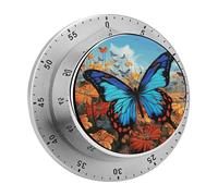 Big Butterfly Kitchen Timer 60 Minute Visual Wind Up Timers Indoor Mechanical Timers with Magnetic Base Stainless Steel Timer for Home Cooking Time Management Tool