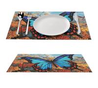 Big Butterfly Placemat, 1 PCS PVC Placemats Washable Non-Slip Place Mats for Dining Table, Wipeable Table Mat for Party Kitchen Dining Decor