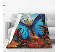 Big Butterfly Throw Blanket for Couch, Plush Fuzzy Soft Flannel Blankets and Throws for Sofa, 80"x60" Bed Blankets for Travel Camping Chair, All Season Warm Fleece Blanket