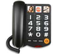Big Button and Picture Landline Phones for Elderly Corded Landline Telephone With Adjustable Volume Loud for Hard of Hearing Speed Dialing Dementia Phone, Black