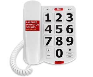 Big Button Desktop Phone for Seniors, Landline Telephone for Home with Number Memory and Redial Function, Easy to Read Buttons, Ideal for Visually Impaired Users