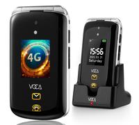 VOCA Big Button Flip Phone for Elderly | Dual Screen | Unlocked 4G LTE | Loud Volume | SOS Button | Hearing Aid Compatibility | Charging Dock | Predictive Text | V543 (Black)