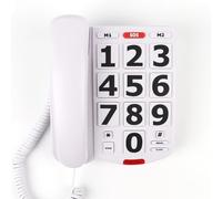 Big Button Phone for Elderly, Landline Telephone for Seniors, Durable House Phone with LED Call Alert, Adjustable Volume and 3 One-Touch Dialing for Elderly People, White
