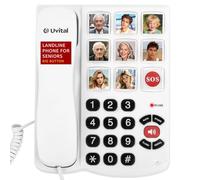 Big Button Phone for Elderly, Uvital Landline Phones with Loud Volume for Seniors, Speed Dial House Phone Telephone with Hearing Aid Compatible, Handsfree and Volume Adjustment