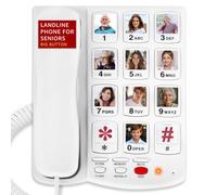 Big Button Phone for Seniors, Uvital Senior Landline Phones for Elderly with 10 One-Touch Dialing Big Buttons, Corded Landline Telephone with SOS Emergency Button, Replaceable Photo, Adjustable Volume