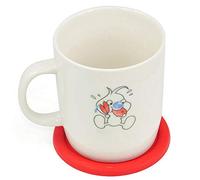 Big Button Silicone Coaster Fun Novelty Design Kitsch Retro Drinks Placemat - Red Clever design