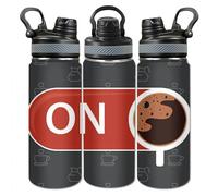 Big button slider cup coffee Power Energy boost after coffee break Water Bottle Insulated Stainless Steel Women Men Leakproof 20 Oz