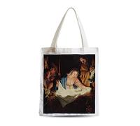 Big Canvas Tot Shopper Bag The Nativity Birth of the Child Jesus Painting Virgin Mary Christmas