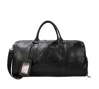 Big Capacity Genuine Leather Travel Bag for Men Women Soft Black Cowhide Casual Travel Duffel Large Luggage Weekend Shoulder Bag(1)