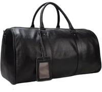 Big Capacity Genuine Leather Travel Bag for Men Women Soft Black Cowhide Casual Travel Duffel Large Luggage Weekend Shoulder Bag(2)
