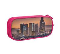 Big Capacity Los Angeles Skyline Print Pencil Case,Double layer zipper Pencil box Makeup Pouch Organizer