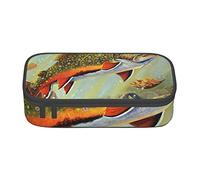 Big Capacity Pen Case Brook Trout Fly Fishing Large Capacity Pencil Bag For Students Stationery Pouch Pencil Box Desk Organizer With Smooth Zipper Portable Pencil Pouch For School Office Supplies