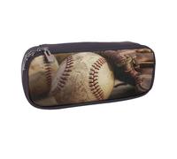 Big Capacity Pen Pouch Bag Retro Baseball Printed Supplies Box Beautifully Pencil Case for Girls, School, Teens, 20X9X4Cm